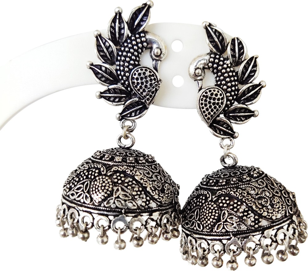 dewiss New Peacock Design German Silver Jhumki Earrings for Women,Girls German Silver Jhumki Earring
