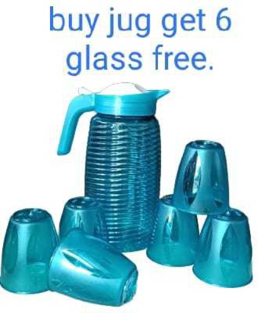 G-KING Set of 7 water jug set with glasses heavy quality Jug Glass Set