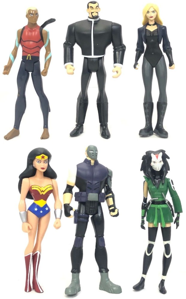 Mubco Mini Model Super Hero DC Comic Young Justice Action Figures Statue Cake Topper | Aqualad, Vandal Savage, Black Canary, Wonder Women, Sportsmaster, Chestire |Toys for Kids Set of 6