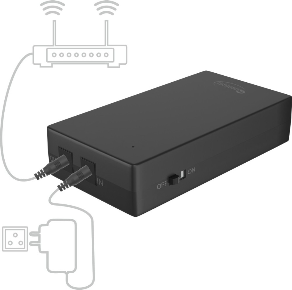 Quantum 12V Mini UPS for WiFi works with Existing Adapter, not optimal for Fiber Routers Power Backup for Router