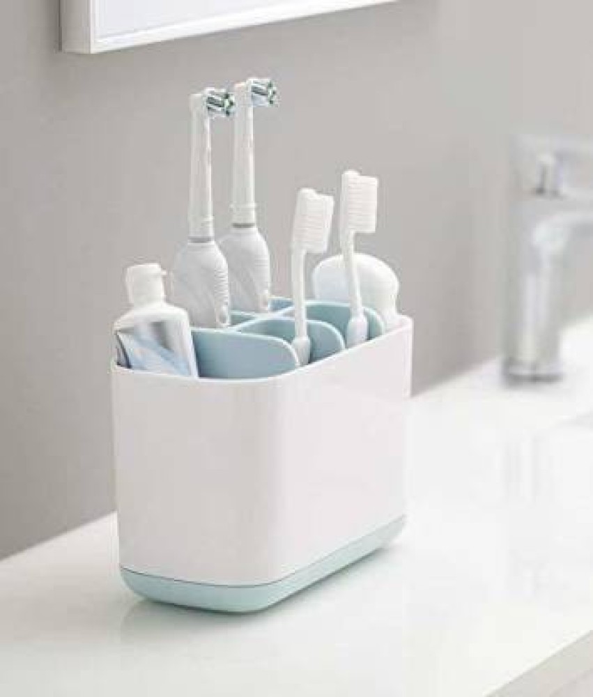 draval 6 Compartment Plastic Tooth Brush Caddy for Tooth Brush tooth Paste Tongue Cleaner Dental Floss Shaving Kits Bathroom Accessories Plastic Toothbrush Holder (White) Plastic Toothbrush Holder (Multicolor, Wall Mount Plastic Toothbrush Holder
