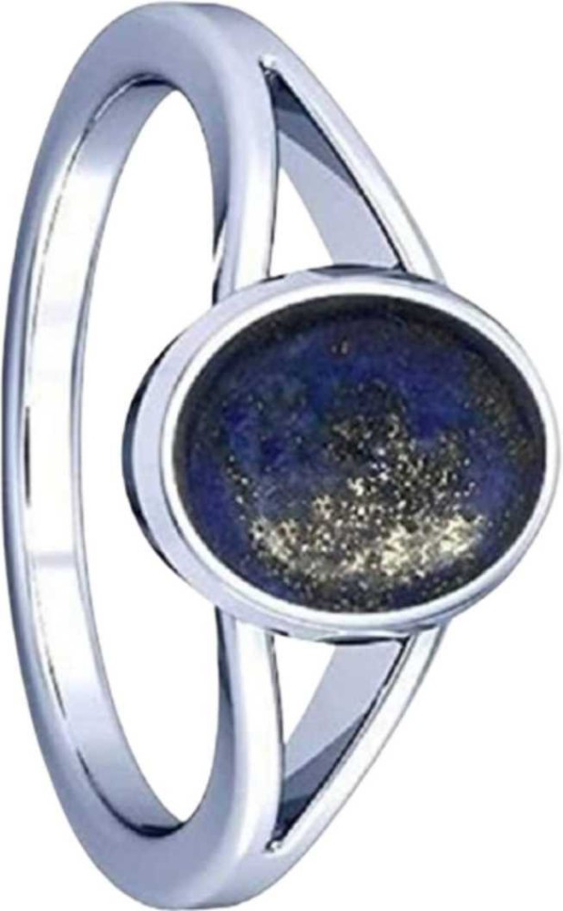 RSPSHAKTI Lajward Lazward Stone Original Natural Lapis Lazuli Lajwart Lazwart Gemstone Weight 8.25 Ratti Panch Dhatu Silver Coated Adjustable Ring for Men and Women Metal Lapis Lazuli Silver Plated Ring
