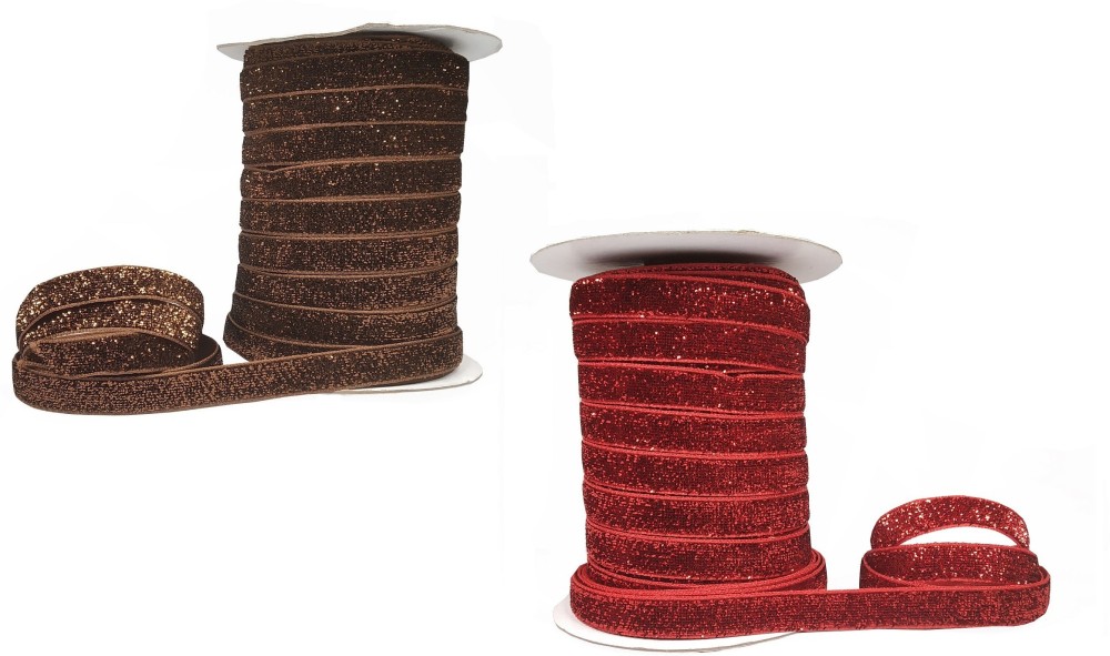 Utkarsh Pack of 2 (18 Mtr Roll and 1cm Width) Multi-Purpose Sparkling Red And Brown Glitter Ribbon Gota Laces Great for Wedding/party Decor, Gift Box Wrapping Embellishment,sewing Applications, Art and Craftworks,flower Arrangements, Seasonal and Holiday Décor Pack of 2 (18 Mtr Roll and 1cm Width) Multi-Purpose Sparkling Red And Brown Glitter Ribbon Gota Laces Great for Wedding/party Decor, Gift Box Wrapping Embellishment,sewing Applications, Art and Craftworks,flower Arrangements, Seasonal and Holiday Décor Lace Reel
