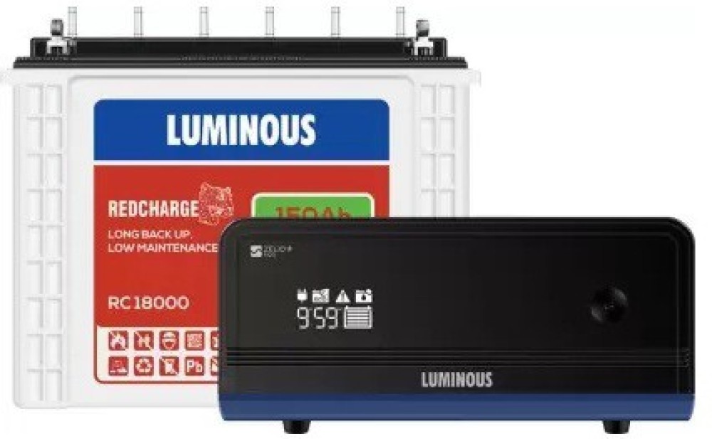 LUMINOUS Zelio 1100 Inverter with RC18000 Battery Tubular Inverter Battery