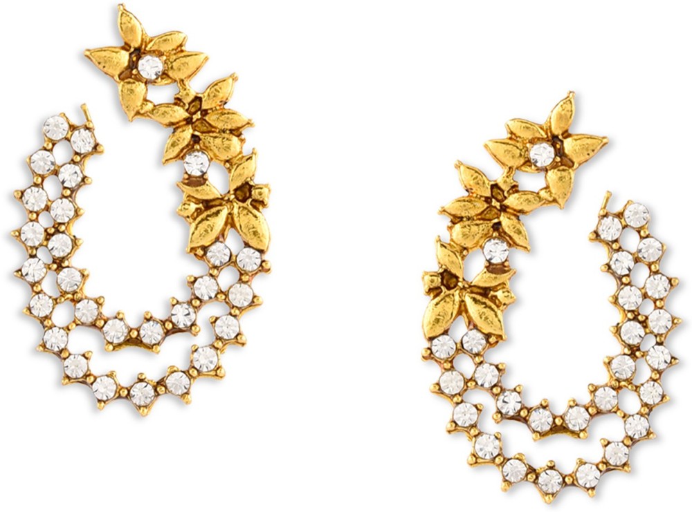 ZAVERI PEARLS Sparkling Austrian Diamonds Studded Zinc Cuff Earring