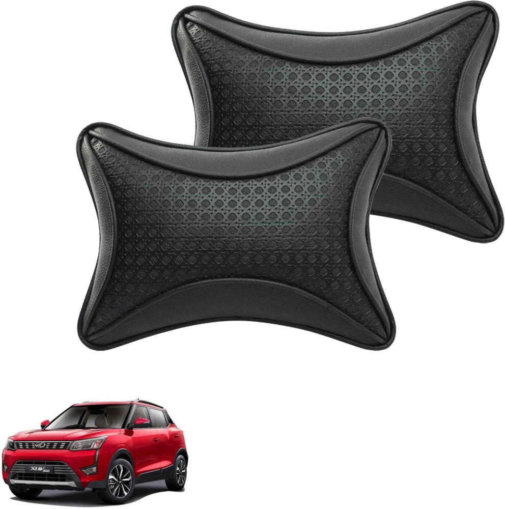 AdroitZ Black Leatherite Car Pillow Cushion for Mahindra