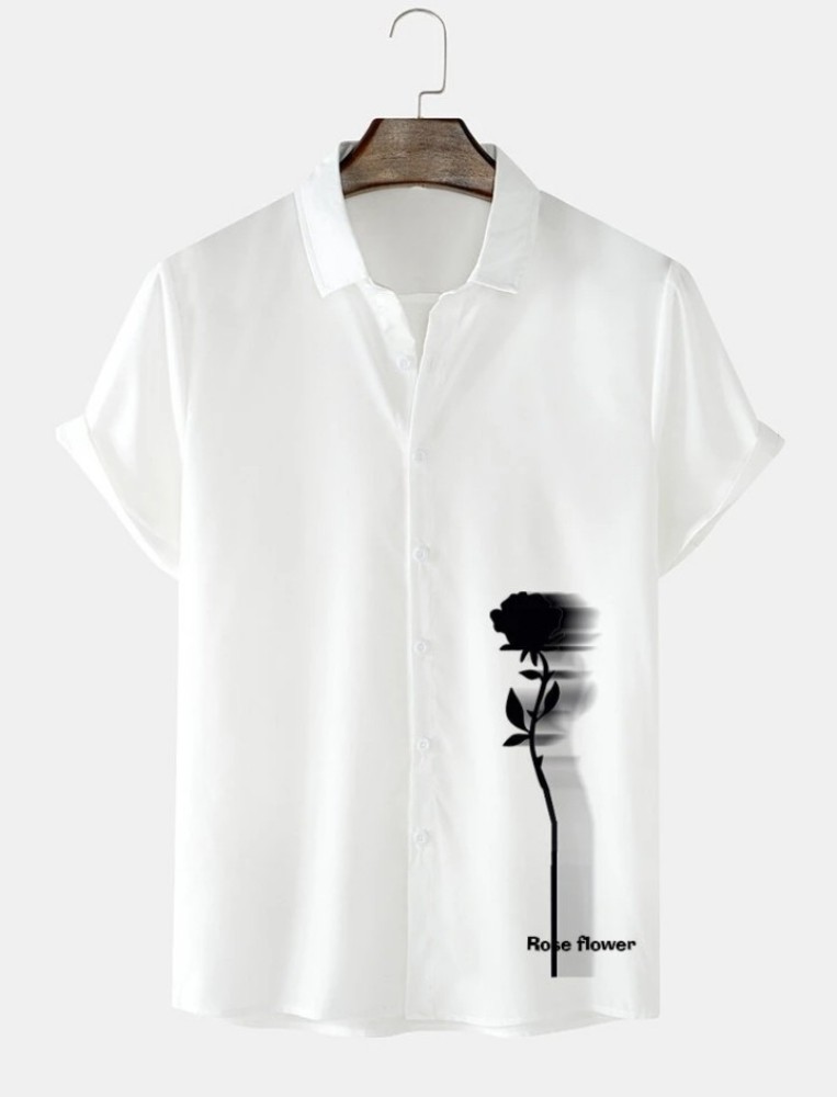 CHENECLOTH Men Printed Casual White Shirt