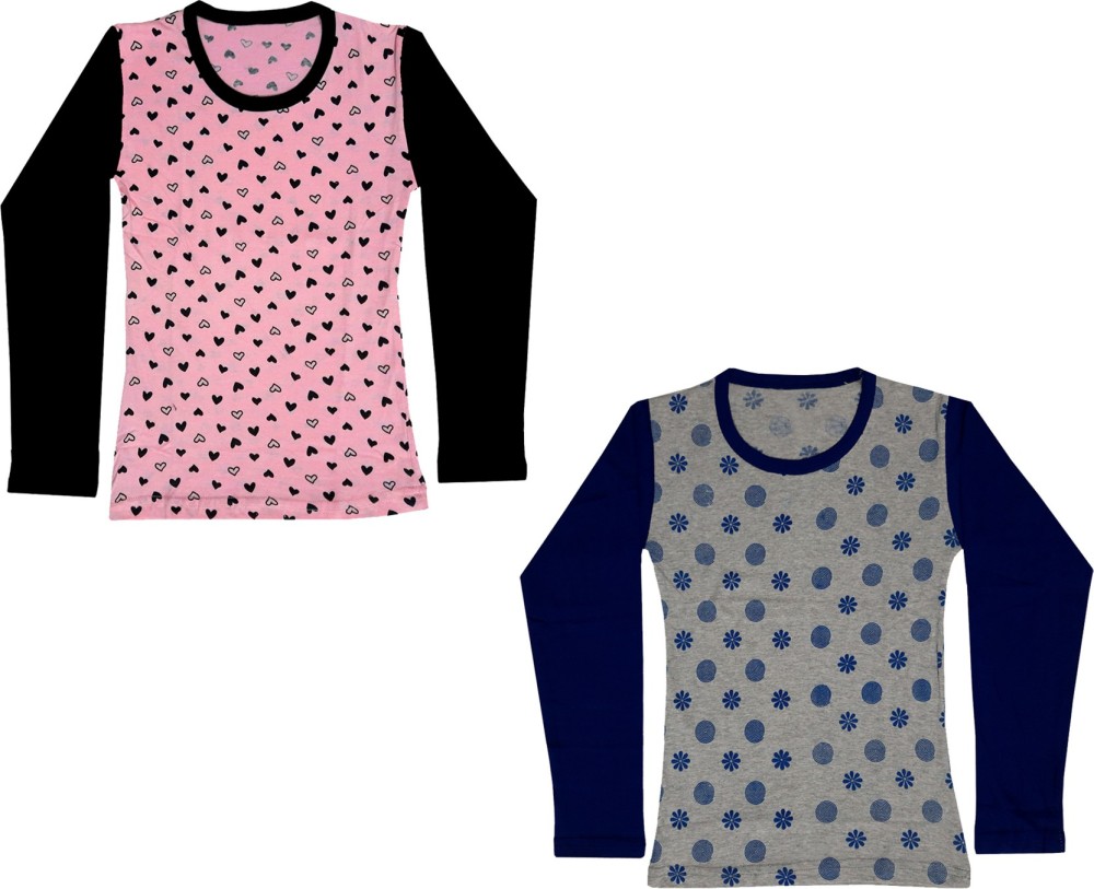 Indistar Girls Printed Pure Cotton T Shirt