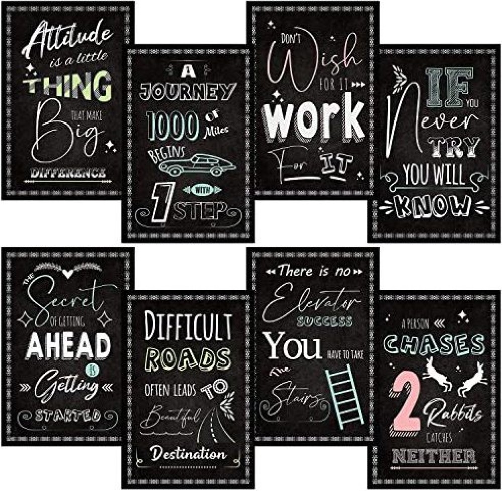 Studio Inspirational Quotes Wall Posters for Room Home Bedroom Office Wall Décor - Motivational Wall Poster - Inspirational Quotes Wall Art Prints ( 13 x 19 inches , Rolled ) Set of 8 Paper Print