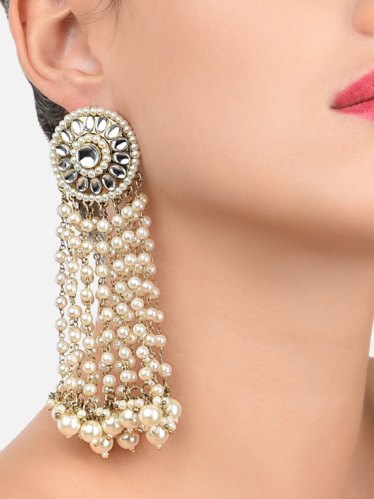 ZAVERI PEARLS Traditional Pearls Chain Fringe Pearl Alloy Drops & Danglers