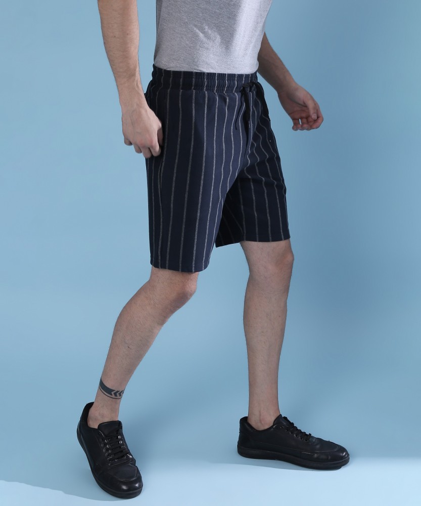 CAMPUS SUTRA Striped Men Black Basic Shorts