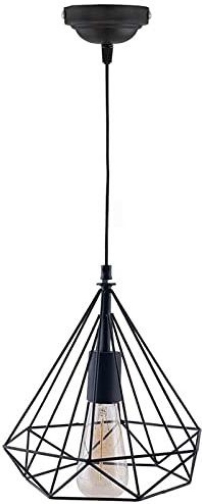 LazyHomez Wrought Iron Vintage Creative Diamond Cage| Pack of 1| Black|Chandelier,Hanging,Pendant,Ceiling Light |Ideal for Bar, Restaurant, Bedroom, Cafe, Kitchen|Without Bulb|E27 Holder| Round-Canopy Pendants Ceiling Lamp