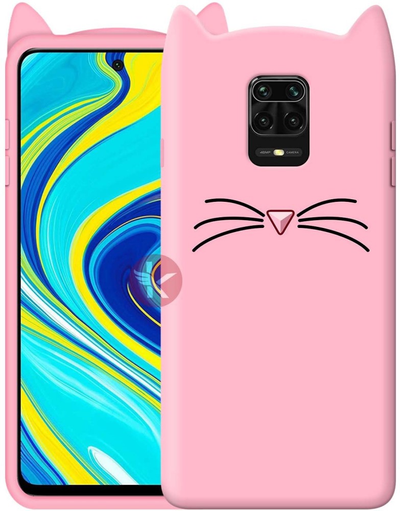 KING COVERS Back Cover for Mi Redmi Note 9 Pro Ear Cat Case | 3D Cute Mustache Kitty Doll | Cat Back Cover