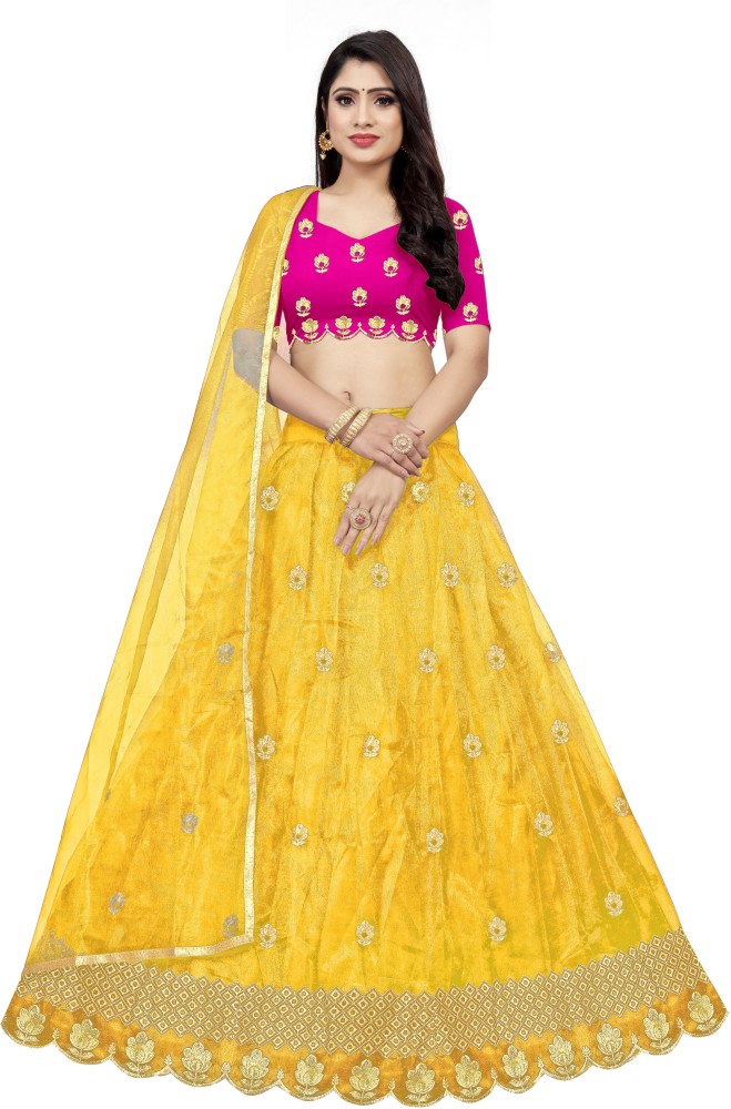 MOR FOR FAB Embroidered Semi Stitched Lehenga & Crop Top