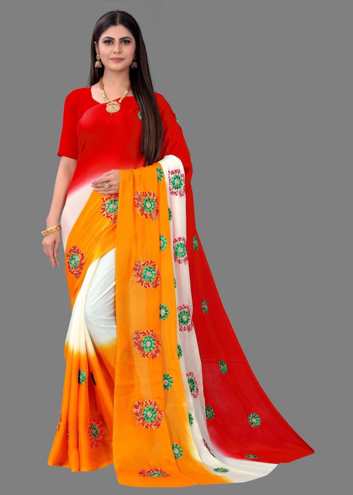 LAHEJA Embroidered Bollywood Chiffon Saree