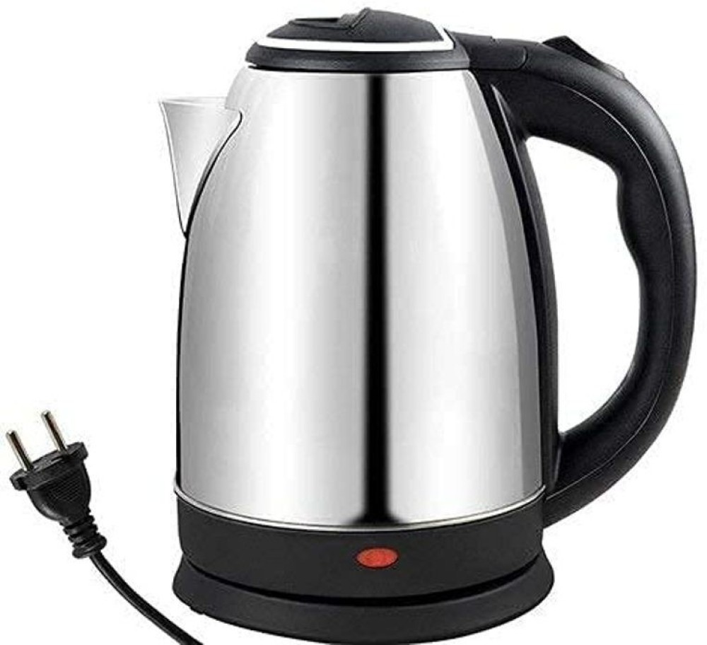 ND BROTHERS Electric Kettle 2 Litre with Stainless Steel Body, used for boiling Water, making tea and coffee, instant noodles, soup etc. 1500 Watt (Silver) 9 Cups Coffee Maker