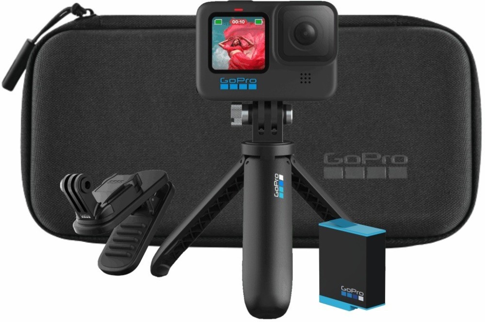 GoPro Hero 10 Magnetic Swivel Clip Rechargable Battery & Shortly Mini Extension Pole Tripod Sports and Action Camera