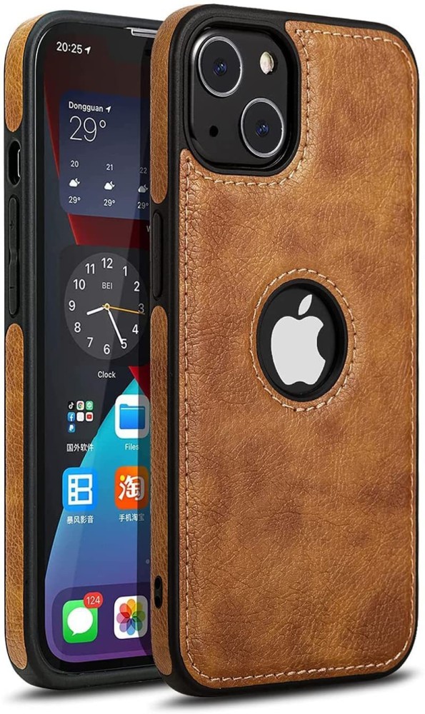 MOBILOVE Back Cover for Apple iPhone 14 Plus | PU Leather Flexible Soft With Logo View Back Case Cover