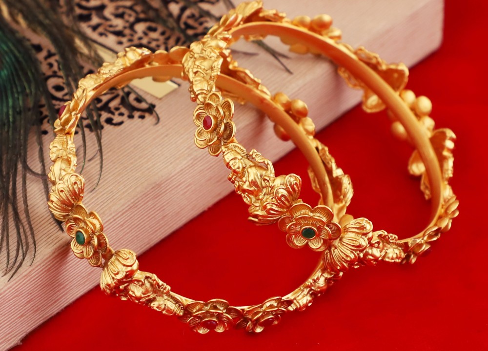 MANSIYAORANGE Copper Ruby Gold-plated Bangle Set