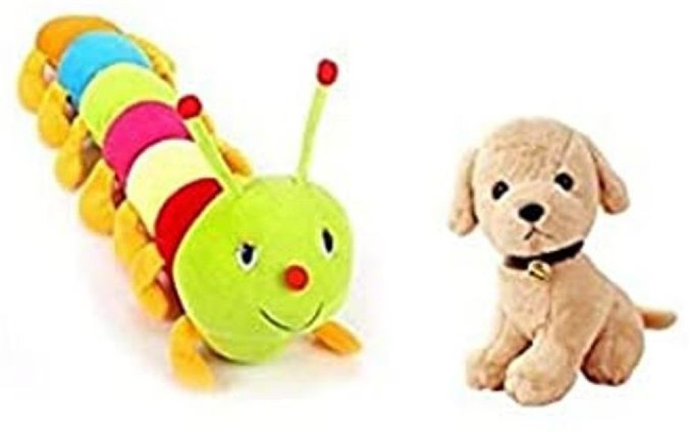 Toy Shop Caterpillar and White Dog Soft Toys for Kids, Children, Baby gitls  - 26 cm