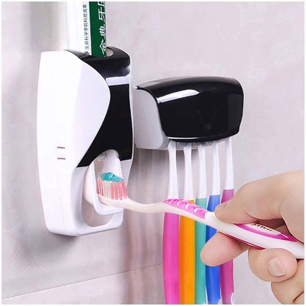 VVG TRADERS Toothbrush Holder Dust-Proof Wall Mounted with Cover Bathroom Storage Stand Plastic Toothbrush Holder
