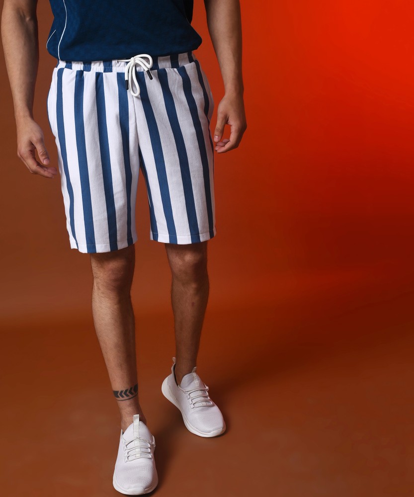 CAMPUS SUTRA Striped Men White, Blue Casual Shorts