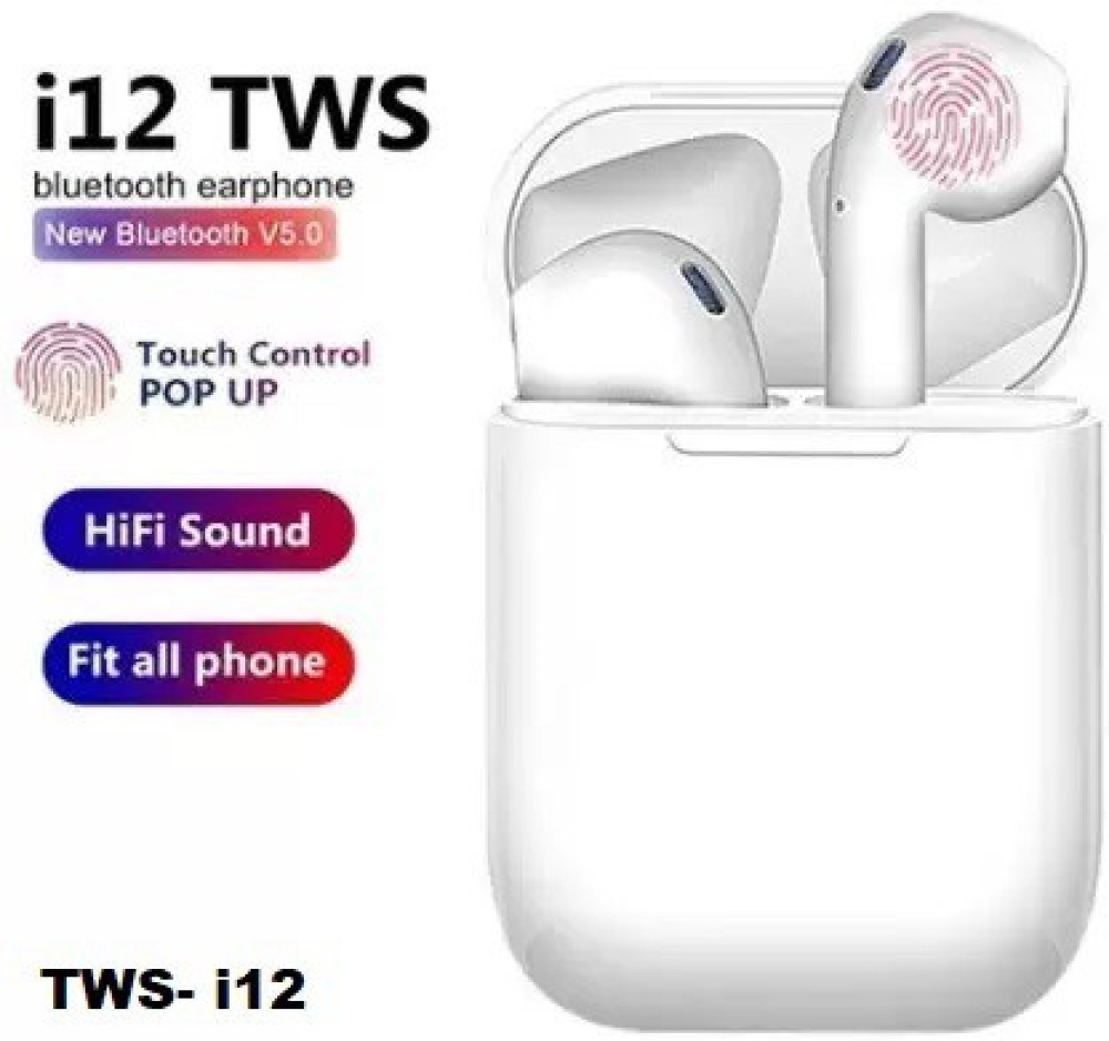 Bhanu i12 Bluetooth Earphone with Mic HEADPHONE Bluetooth Headset White 31 Bluetooth Headset