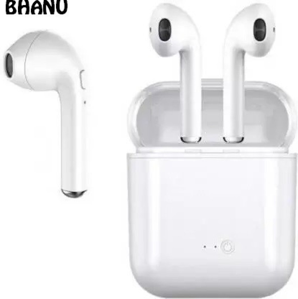 Bhanu Bluetooth Earphone with Mic HEADPHONE Bluetooth Headset (White, In the Ear)4 Bluetooth Headset