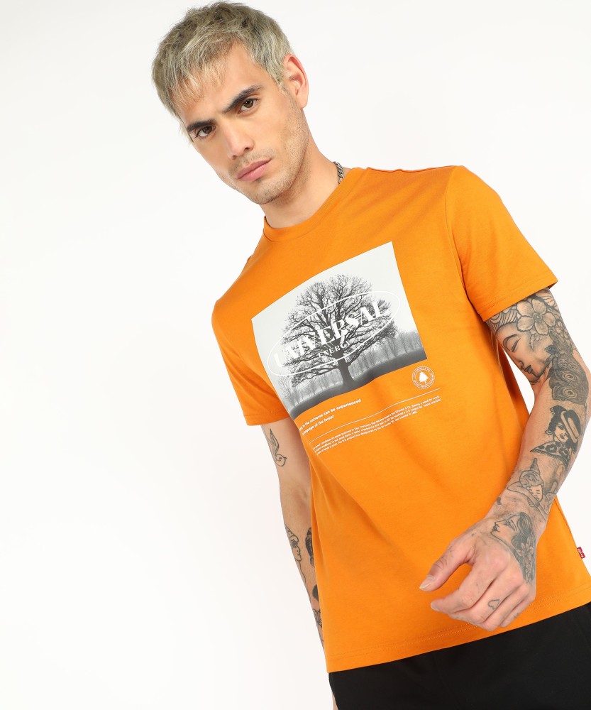 LEVI'S Graphic Print Men Round Neck Orange T-Shirt