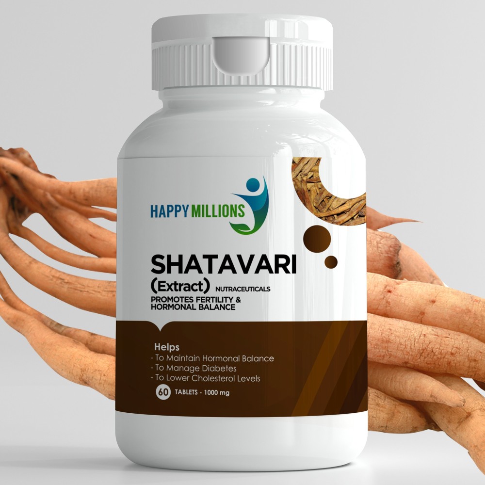 Happy Millions HappyMillions Shatavari | Increase Lactation | Pure Herbs | Pack of 60 Tablets