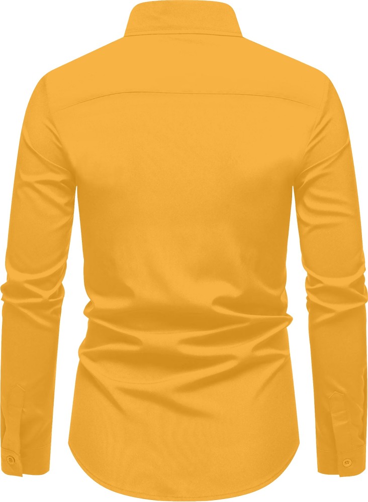 Berlin Fashion Men Solid Casual Yellow Shirt