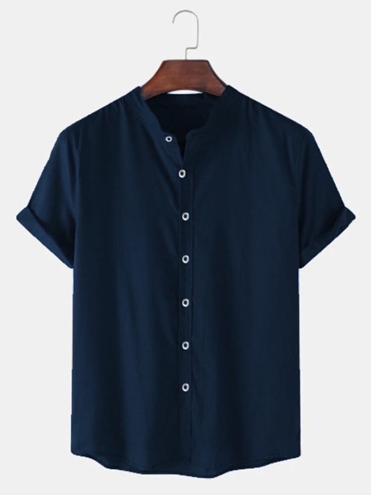 Try This Men Solid Casual Dark Blue Shirt