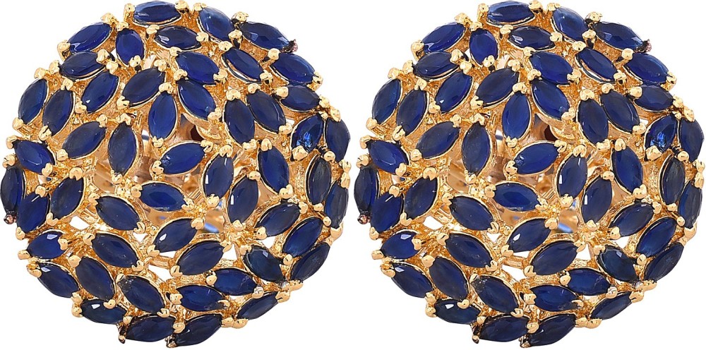 Ratnavali Jewels Gold Plated American Diamond CZ Dangle Drop Earrings Cubic Zirconia Brass Stud Earring