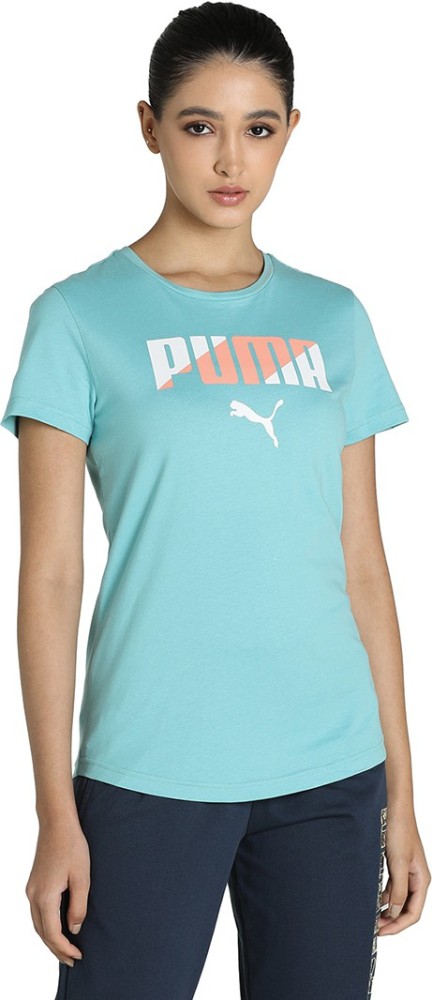 PUMA Graphic Print Women Round Neck Blue T-Shirt