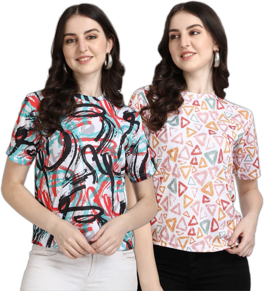berrylicious Printed Women Round Neck Multicolor T-Shirt