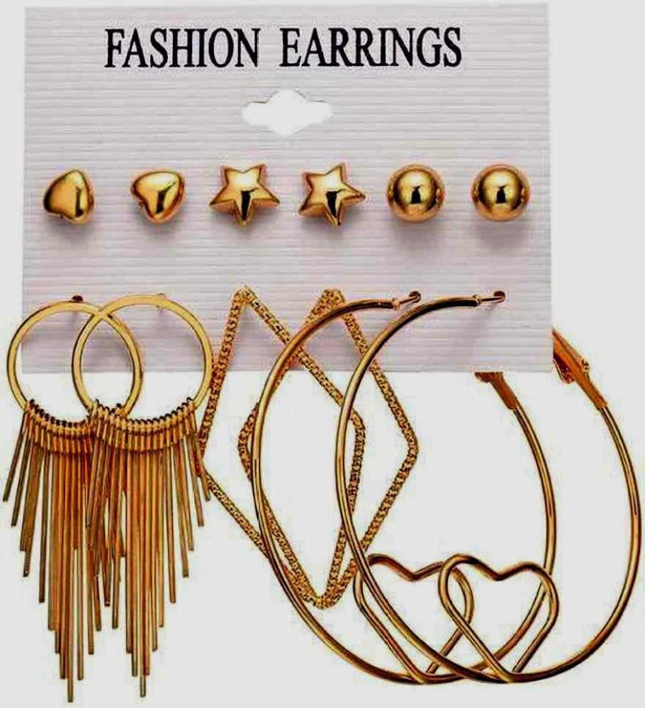 MEENAZ western Style modern tribal Hoops Moti beads Bali ear rings earings party wear Cubic Zirconia, Pearl, Crystal Brass, Copper, Metal, Alloy, Zinc Clip-on Earring, Hoop Earring, Stud Earring, Tunnel Earring, Drops & Danglers, Earring Set