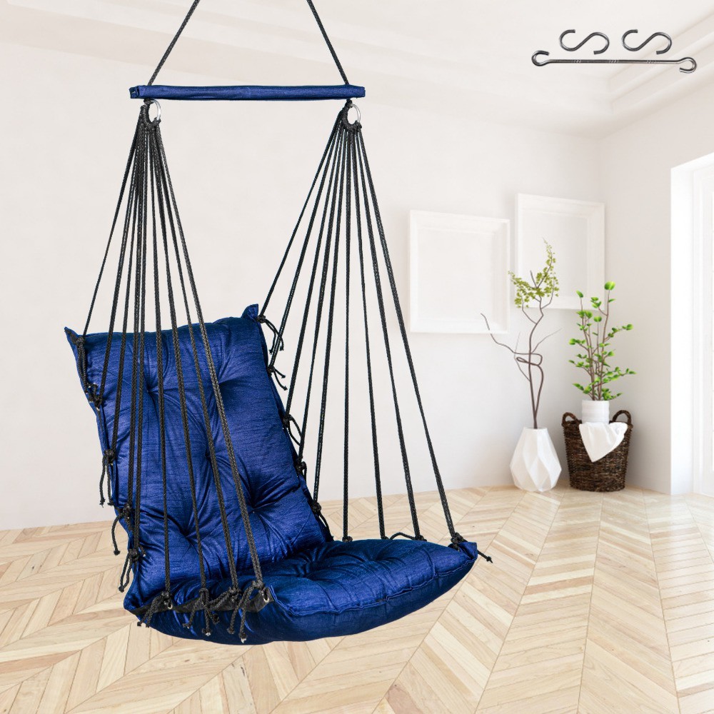 Patiofy Hammock Swing for Adults, Swing Chair for Home, Jhula Indoor, Wooden Swing Chair Cotton Large Swing