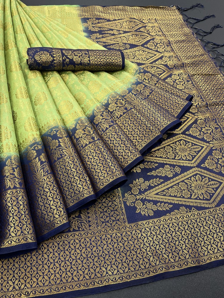 Pervas Woven Kanjivaram Pure Silk, Cotton Silk Saree