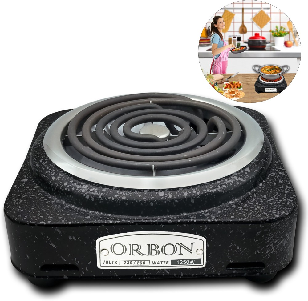 Orbon 1250 Watts Square Electric G Coil Hot Plate Cooking Stove | Induction Cooktop Electric Cooking Heater