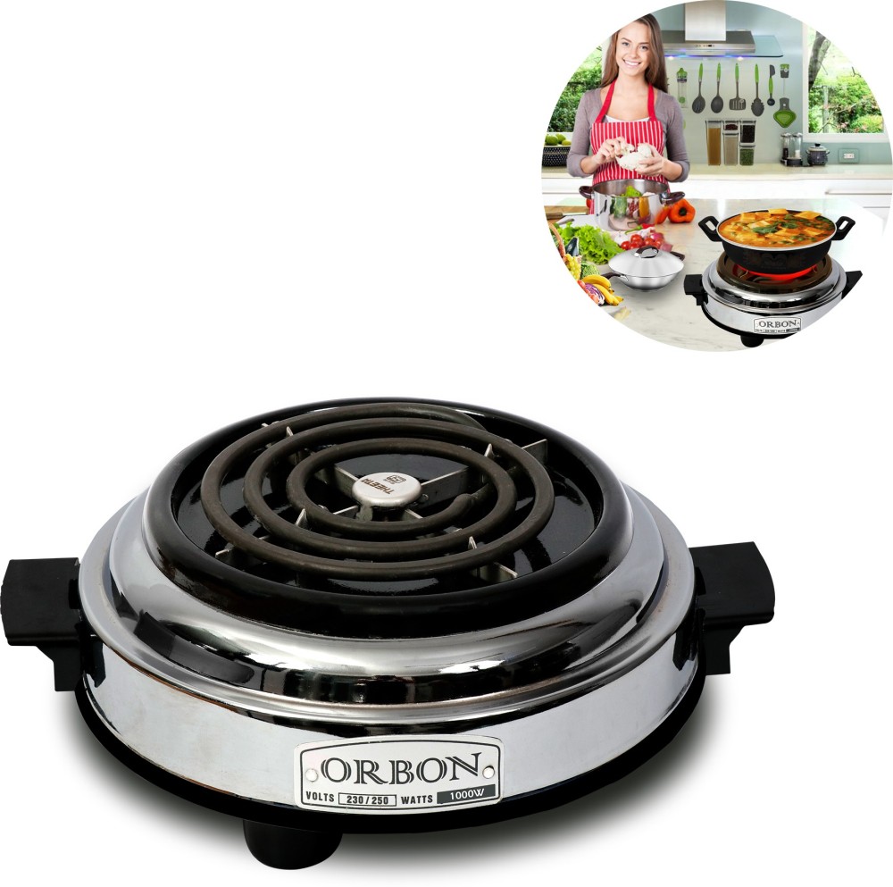 Orbon 1000 Watt Round Silver Chrom Electric G Coil Hot Plate Stove | Induction Cooktop Electric Cooking Heater