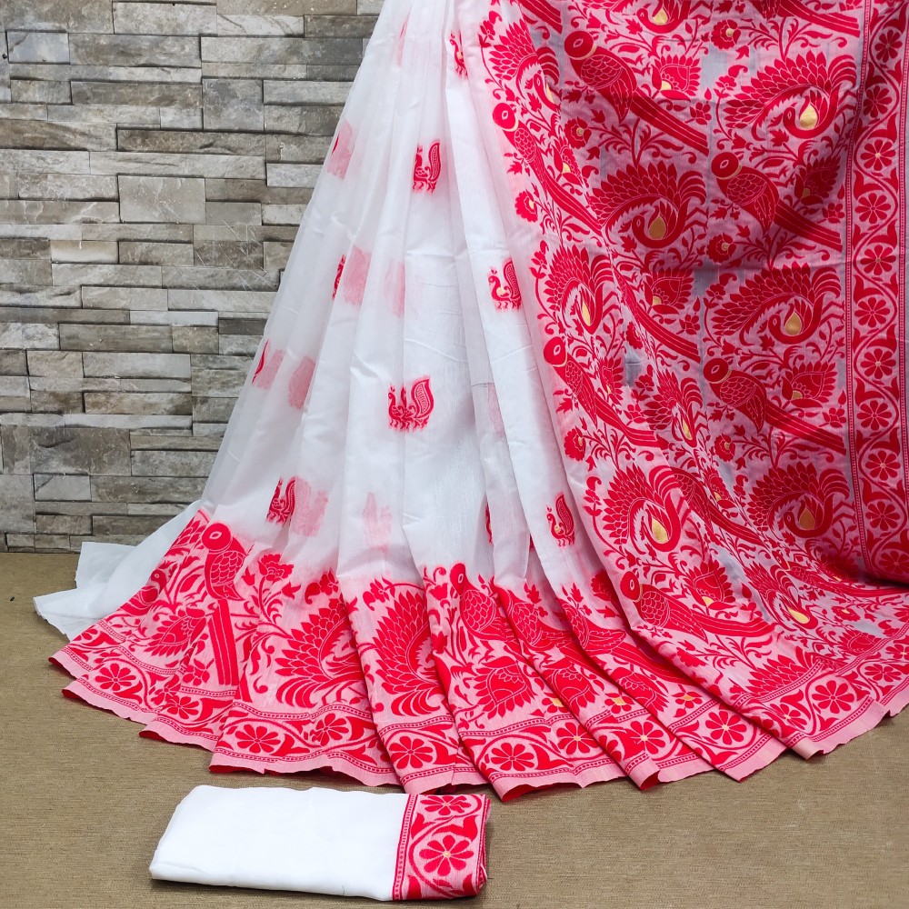 VIRDHI TEXTILE Woven Jamdani Cotton Blend Saree
