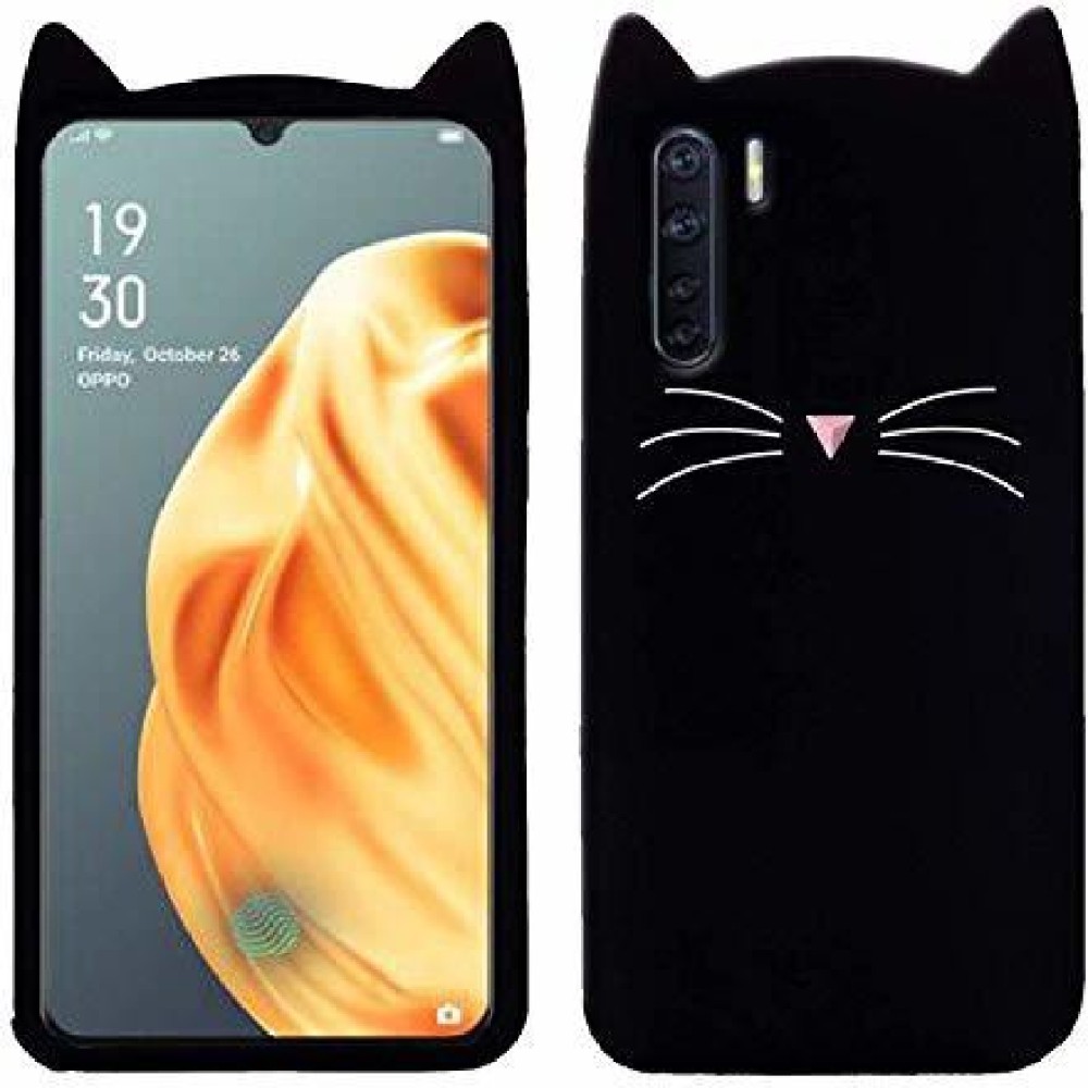 Aanshi Back Cover for Oppo F15 Black Cat Design Soft Silicone Cover For Oppo F15