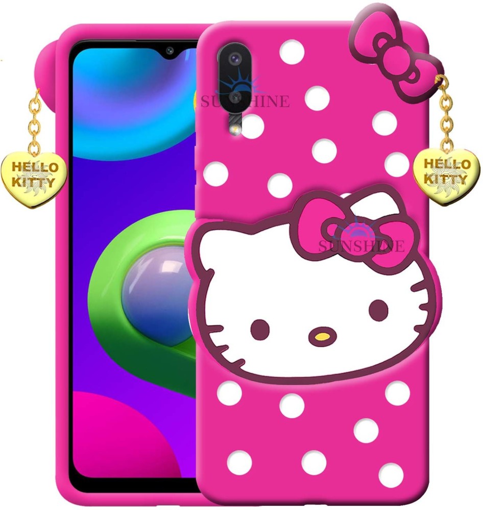 SUNSHINE Back Cover for Samsung Galaxy M02 Hello Kitty Mobile Back Cover| 3D Cute Kitty|with Heart Pendant