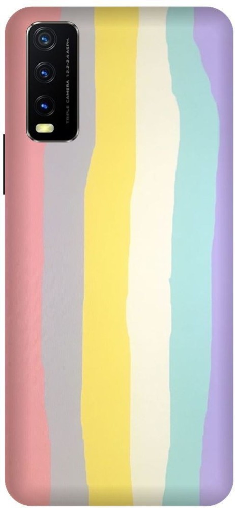 PHONE WALEY.COM Back Cover for VIVO Y20i \ V2027 \ Color Gradient Rainbow Stripes,Apple logo, Printed