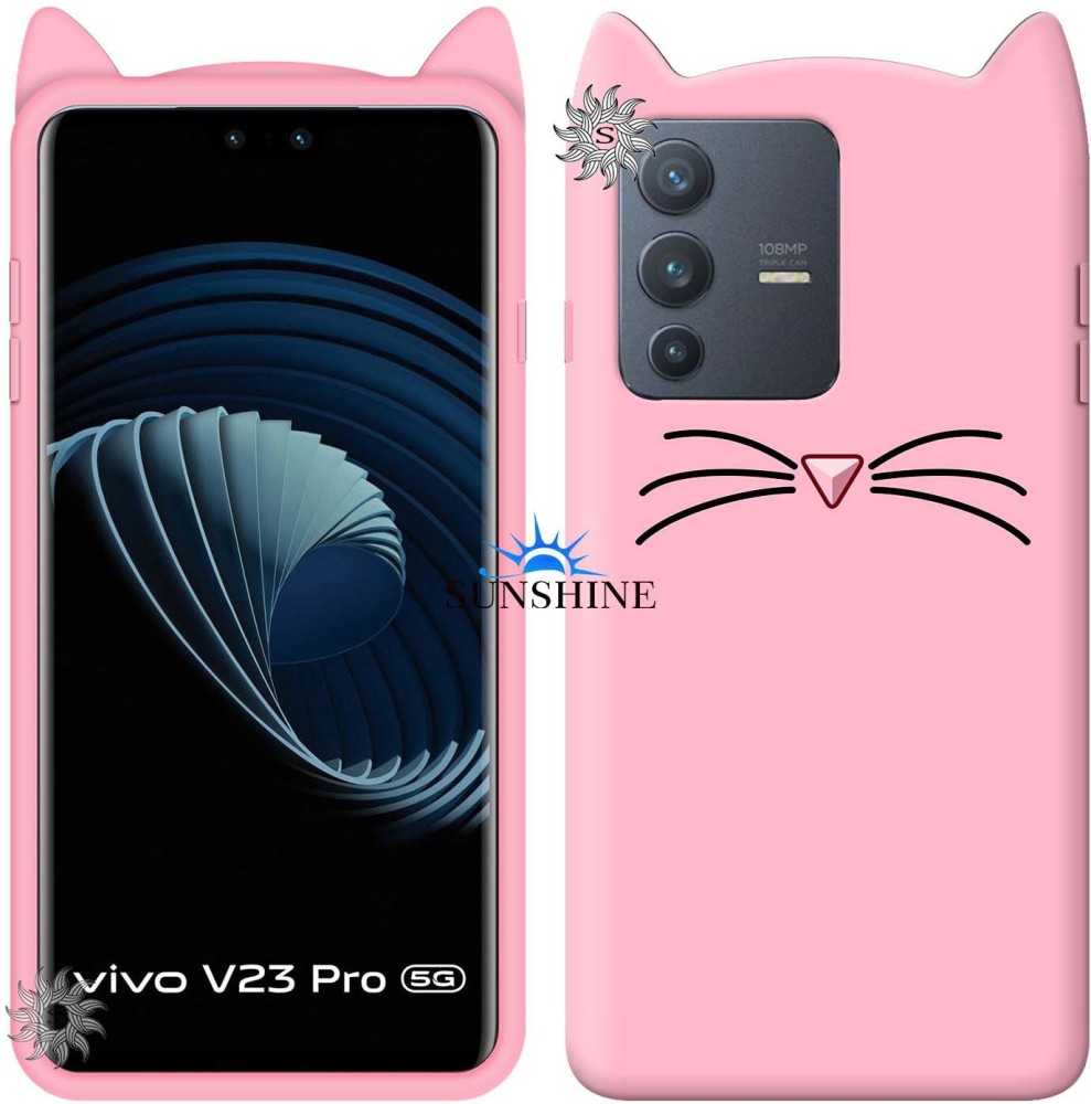 SUNSHINE Back Cover for Vivo V23 Pro 5G Ear Cat Case | 3D Cute Mustache Kitty Doll | Cat Back Cover