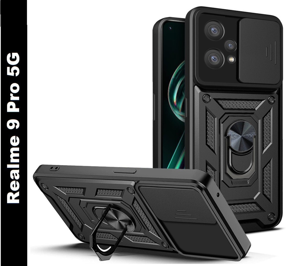 Moshking Back Cover for Realme 9 Pro 5G, 360° Protection | Rotate Ring Stand | Slide Camera Mobile Phone Case