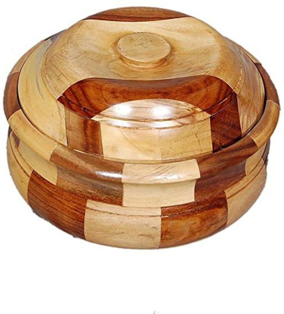 CraftsExports Wood Chapati /Puri Casserole Box for Kitchen or Dining Table. Serve Casserole Set