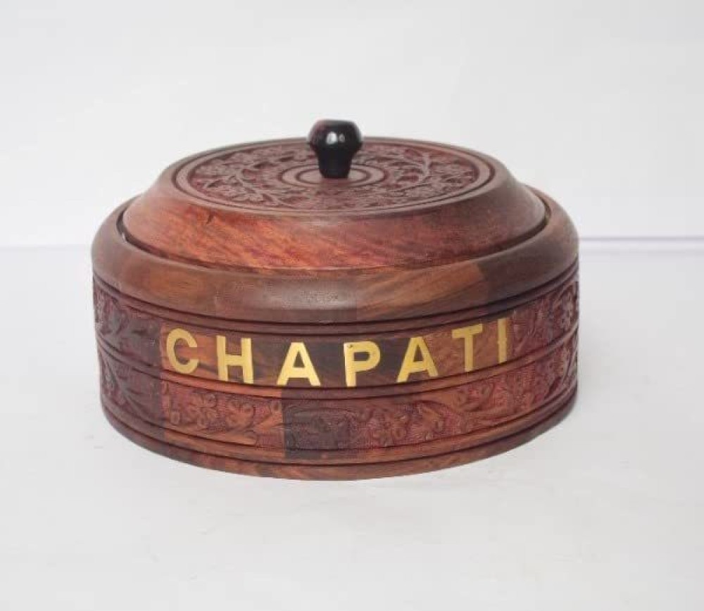 CraftsExports Wooden Chapati Box / Serving Casseroles / Beautiful Hotpot Serve Casserole Set