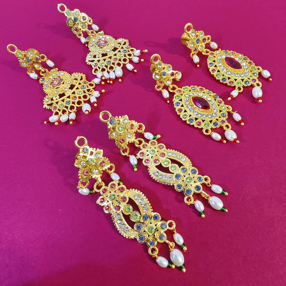 RAJASTHANI GAHANA 3 Pic Earrings Set Diamond Brass Earring Set
