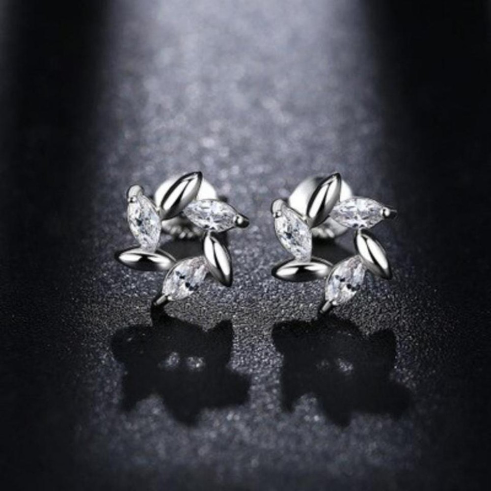 MYKI High Quality Crystal zircon windmill Stud Earrings Rotate flowers earring Cubic Zirconia Metal Stud Earring